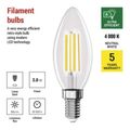 LED žiarovka Filament sviečka A CLASS / E14 / 3,8 W (60 W) / 806 lm / neutrálna biela