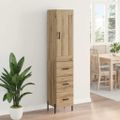 vidaXL Highboard Remeselný dub 34,5 x 34 x 180 cm Kompozitné drevo