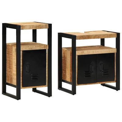 vidaXL Sada kúpeľňového nábytku 2 pcs Hnedá Pevné drsné mango drevo