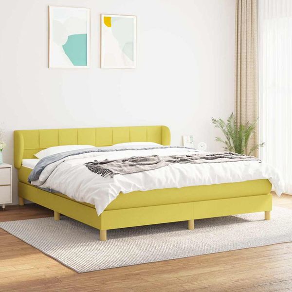 vidaXL Boxspring posteľ s matracom zelená 160x200 cm látka