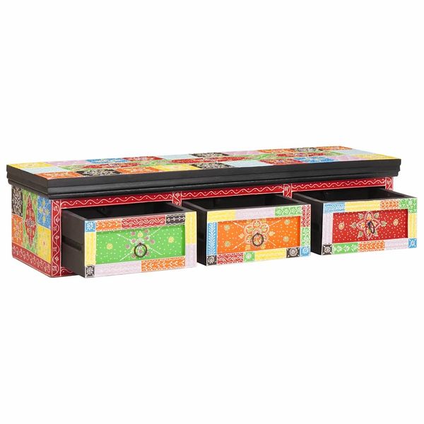 vidaXL TV skrinka Nástenný Viacfarebný 100 x 30 x 24 cm Mangový masív
