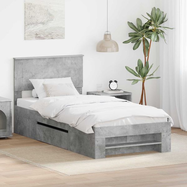 vidaXL Rám postele Betónová šedá 90 x 200 cm Kompozitné drevo
