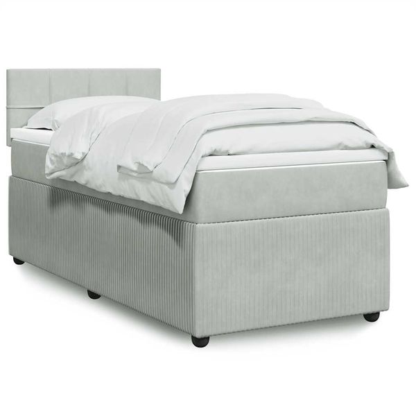 vidaXL Posteľný rám boxsping s matracom bledosivý 80x200 cm zamat