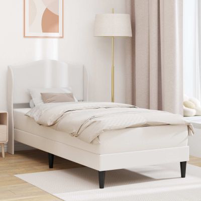 vidaXL Rám postele s čelnou doskou Biela 90 x 190 cm Umelá koža