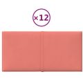 vidaXL Nástenné panely 12 ks ružové 30x15 cm zamat 0,54 m²