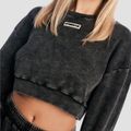 Dámska mikina Cropped Aura Washed Black - GymBeam, veľkosť XL