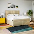 vidaXL Posteľný rám boxspring s matracom krémový 180x200 cm látka