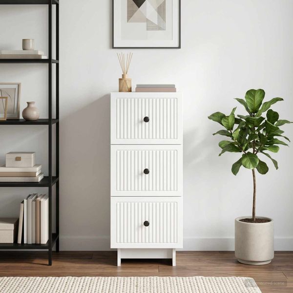 vidaXL Zásuvkový kabinet Biela 33 x 34,5 x 90 cm Kompozitné drevo