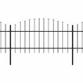 vidaXL Záhradný plot s vrchnou časťou z ocele 1339x125 cm čierny