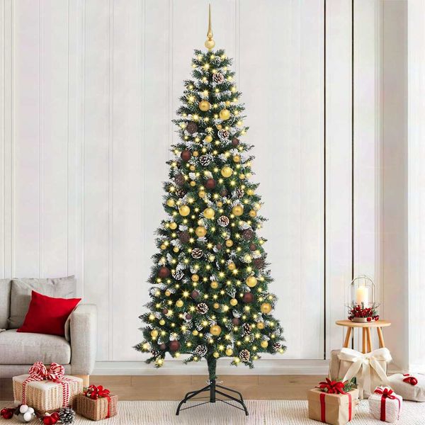 vidaXL Umelý vianočný stromček Zelená 240 cm PVC, plast a oceľ