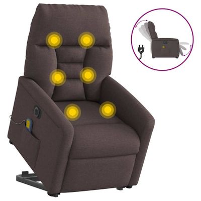 vidaXL Zdvíhacie sklápacie elektrické masážne kreslo tmavohnedé látka