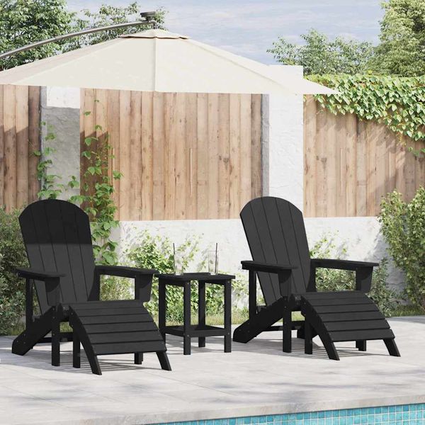 vidaXL Záhradná stolička 2 pcs Čierna 83 x 74 x 92 cm Polyetylén
