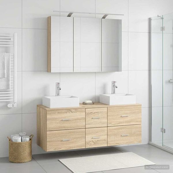vidaXL Sada kúpeľňového nábytku 4 pcs Dub sonoma