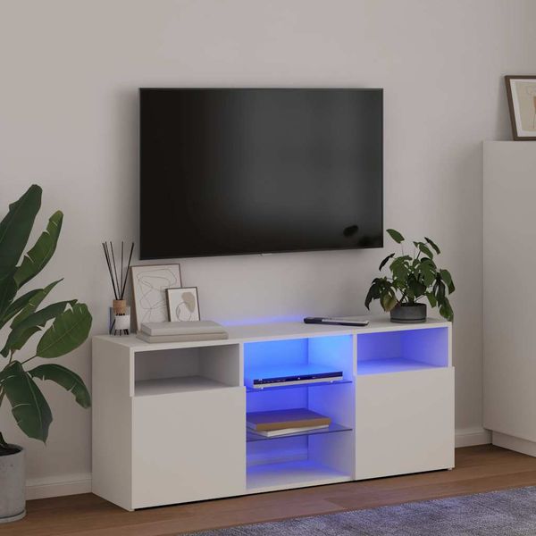 vidaXL TV skrinka s LED svetlami biela 120x30x50 cm