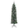 vidaXL Umelý chudý vianočný strom Zelená a biela 210 cm