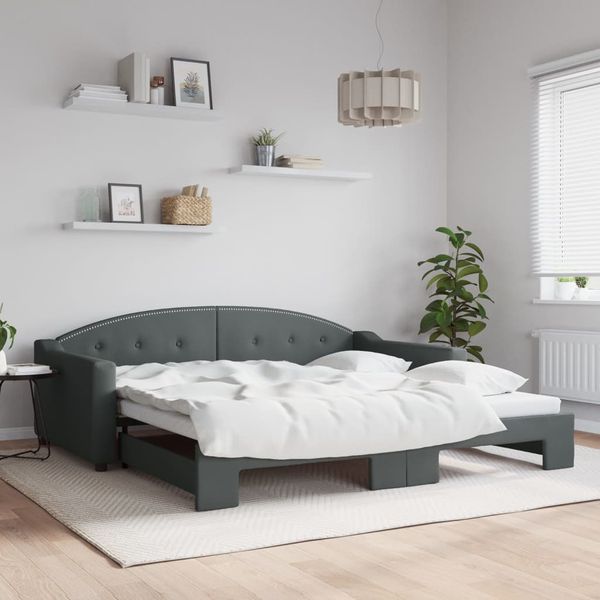 vidaXL Denná posteľ s rozkladacou posteľou tmavosivá 100x200 cm látka