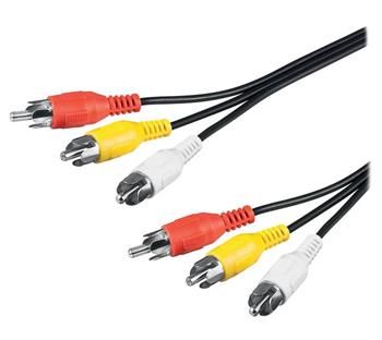 PremiumCord Kábel 3x CINCH-3x CINCH M/M 2m Kábel, AV, 3x zástrčka RCA (cinch) - 3x zástrčka RCA (cinch), 2m, čierny