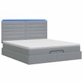 vidaXL Ottoman posteľ s matracom a LED Svetlosivá 140 x 190 cm Látka