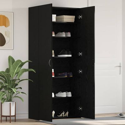 vidaXL Skriňa na topánky Čierna 80 x 35.5 x 180 cm Kompozitné drevo