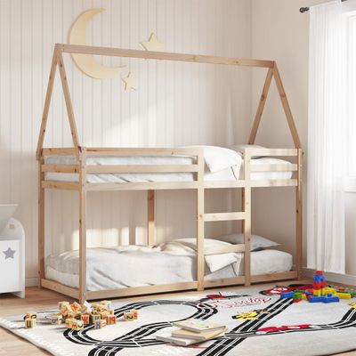 vidaXL Poschodová posteľ so strieškou 75x190 cm borovicový masív