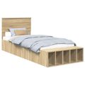 vidaXL Rám postele s poličkou Sonoma dub 90 x 190 cm Kompozitné drevo