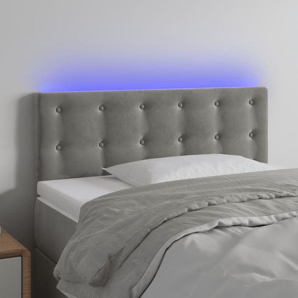 vidaXL Čelo postele s LED bledosivé 100x5x78/88 cm zamat