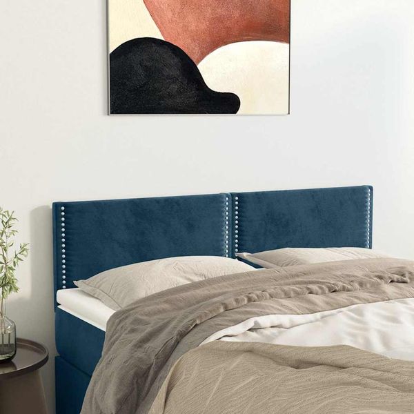 vidaXL Čelá postelí tmavomodré 144x5x78/88 cm zamatové
