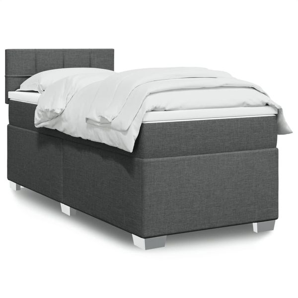 vidaXL Posteľný rám boxsping s matracom tmavosivý 80x200 cm látka