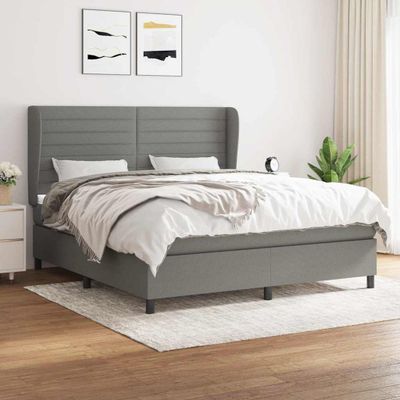 vidaXL Boxspring posteľ s matracom tmavosivá 160x200 cm látka
