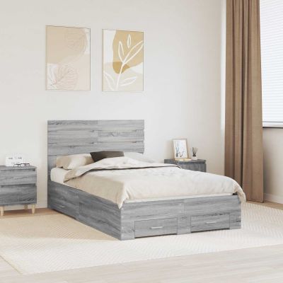 vidaXL Rám postele Sivý Sonoma 120 x 200 cm Kompozitné drevo