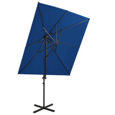 vidaXL Závesný záhradný slnečník, dvojitá strieška, azúrový 250x250 cm