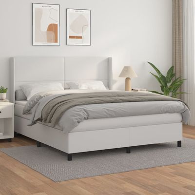 vidaXL Boxspring posteľ s matracom biela 160x200 cm umelá koža