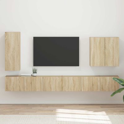 vidaXL Sada nástenného kabinetu na TV Nástenný 6 pcs Sonoma dub