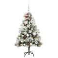 vidaXL Umelý vianočný stromček Zelená a biela 120 cm PVC, kov a plast