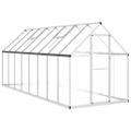 vidaXL Skleník so základovým rámom strieborný 445x169x195 cm hliník