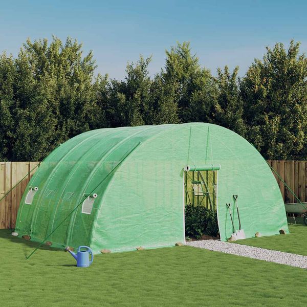 vidaXL Skleník s oceľovým rámom zelený 24 m² 6x4x2,85 m