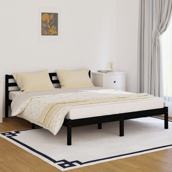 vidaXL Posteľný rám borovicový masív 160x200 cm čierny
