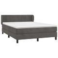 vidaXL Posteľný rám boxspring s matracom tmavosivý 140x190 cm zamat