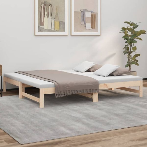 vidaXL Rozkladacia denná posteľ 2x(75x190) cm borovicový masív