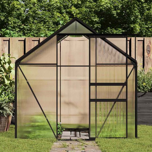 vidaXL Skleník s podkladovým rámom, antracitový, hliník 4,75 m²