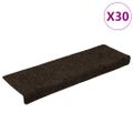 vidaXL Schodové rohože, samolepiace, 30 ks, 65x21x4 cm, tmavohnedé, s obdĺžnikovým okrajom
