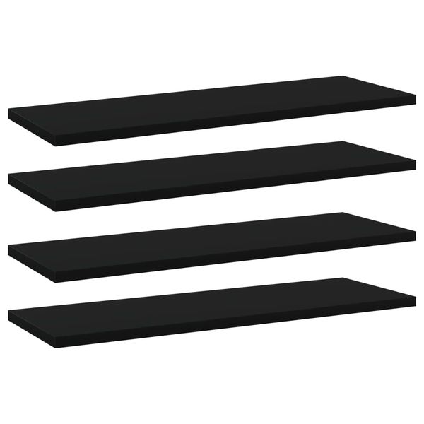 vidaXL Prídavné police 4 ks, čierne 60x20x1,5 cm, drevotrieska