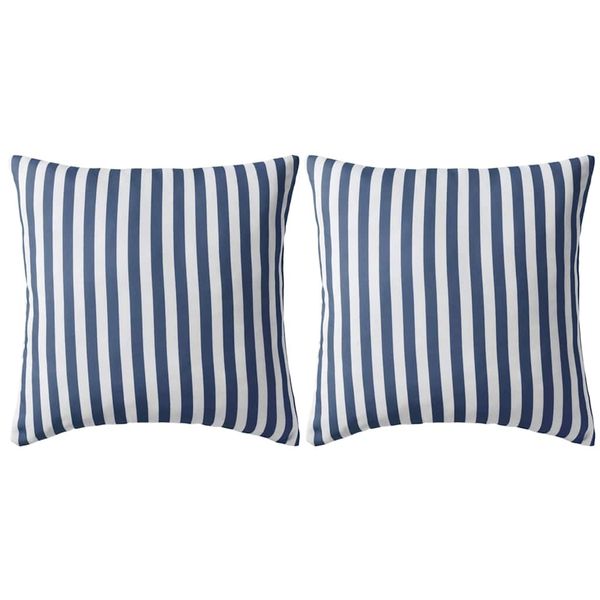 vidaXL Vankúše do exteriéru 2 ks pruhované 45x45cm tmavomodré