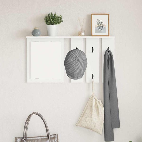 vidaXL Vešiak na stenu Nástenný Biela 85 x 10 x 45 cm Kompozitné drevo