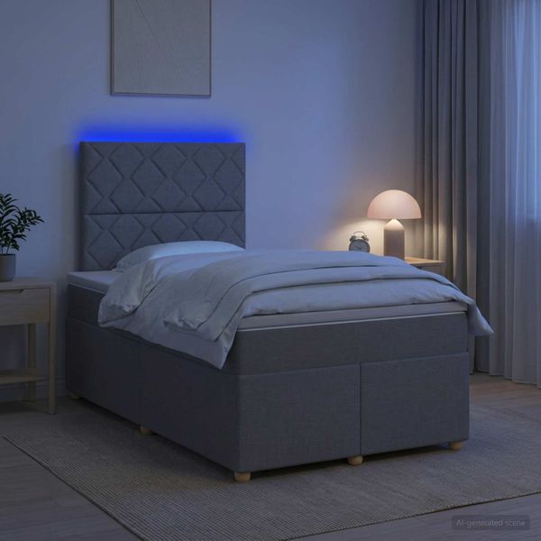 vidaXL Posteľ boxspring s matracom Svetlosivá 120 x 190 cm Látka