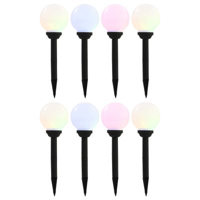 vidaXL Vonkajšie solárne lampy 8 ks 15 cm LED guľové RGB