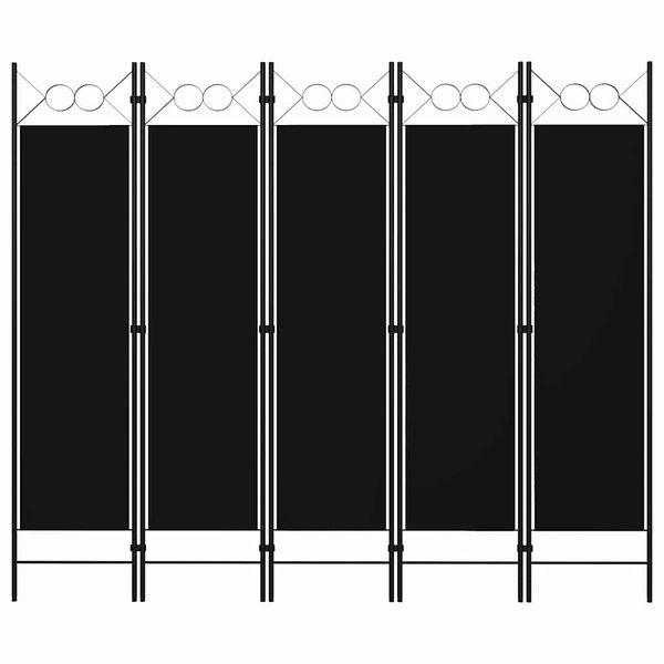 vidaXL Paraván s 5 panelmi, čierny 200x180 cm