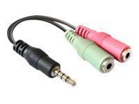 Audio adaptér - mini-phone stereo 3,5 mm so zástrčkami (male) do mini-phone stereo 3,5 mm so zásuvkami (female) - 12 cm