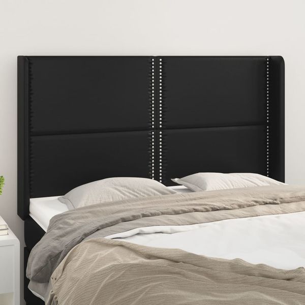 vidaXL Čelo postele so záhybmi čierne 147x16x118/128 cm umelá koža