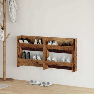 vidaXL Skriňa na topánky s poličkou 2 pcs Staré drevo 60 x 18 x 60 cm